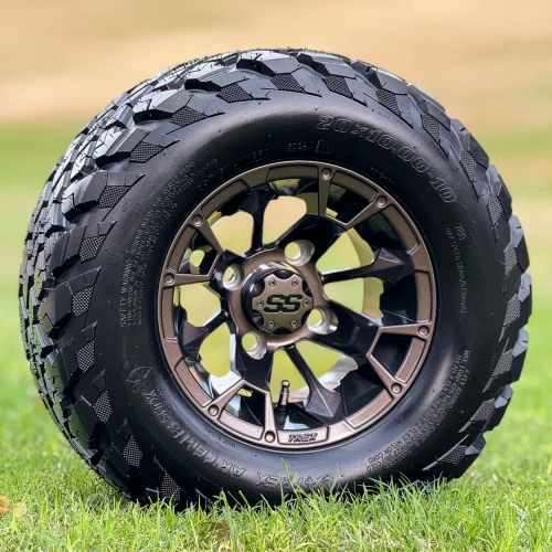 10" BLACKJACK Metallic Bronze Wheels and 20x10-10 ARTEMIS STX DOT All Terrain Tires Combo - Set of 4