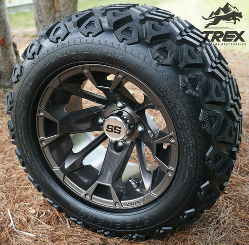 12" BLACKJACK BRONZE Metallic Aluminum Wheels and 20x10-12" DOT All Terrain Tires Combo - Set of 4