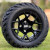 12" RALLY Gloss Black Aluminum Wheels and 20x10-12" All Terrain Tires Combo