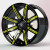 12" ILLUSION Gloss Black Aluminum Golf Cart Wheels - Set of 4 (Yellow Inserts!)