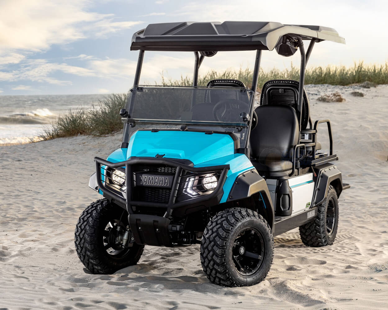2025 Yamaha UMAX Rally 2+2 Golf Cart 2025 Yamaha UMAX Rally 2+2 Golf Cart in Blue on Beach