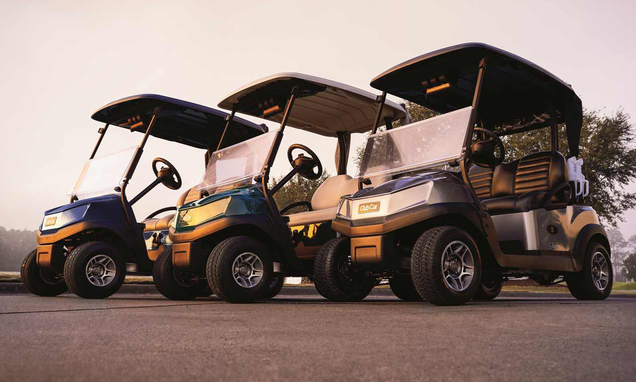 Various Club Car Tempo models on Golf Course