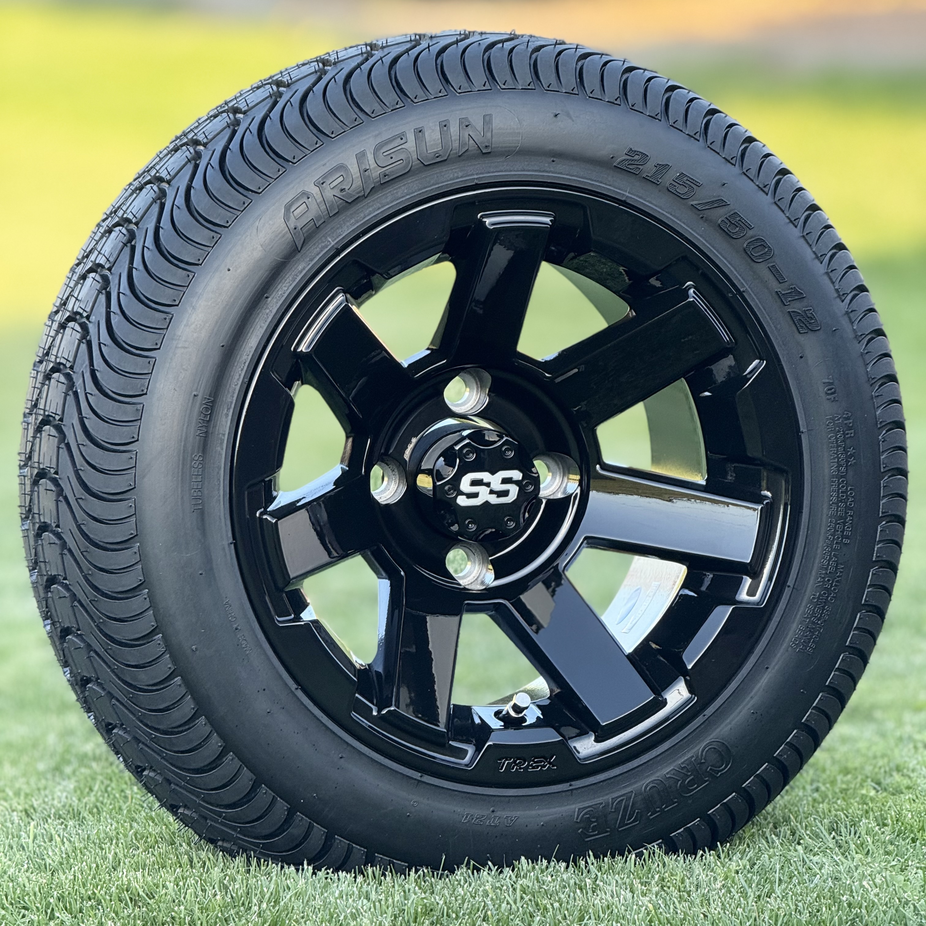 SS Golf Cart Wheels and Tires 2本セット TREX-12-inch-ATLAS-Gloss-Black