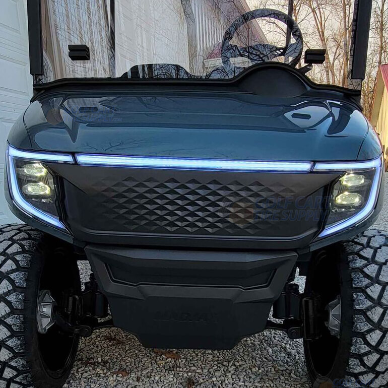 Golf Cart Lights installed on Teal EZGO RXV Golf Cart