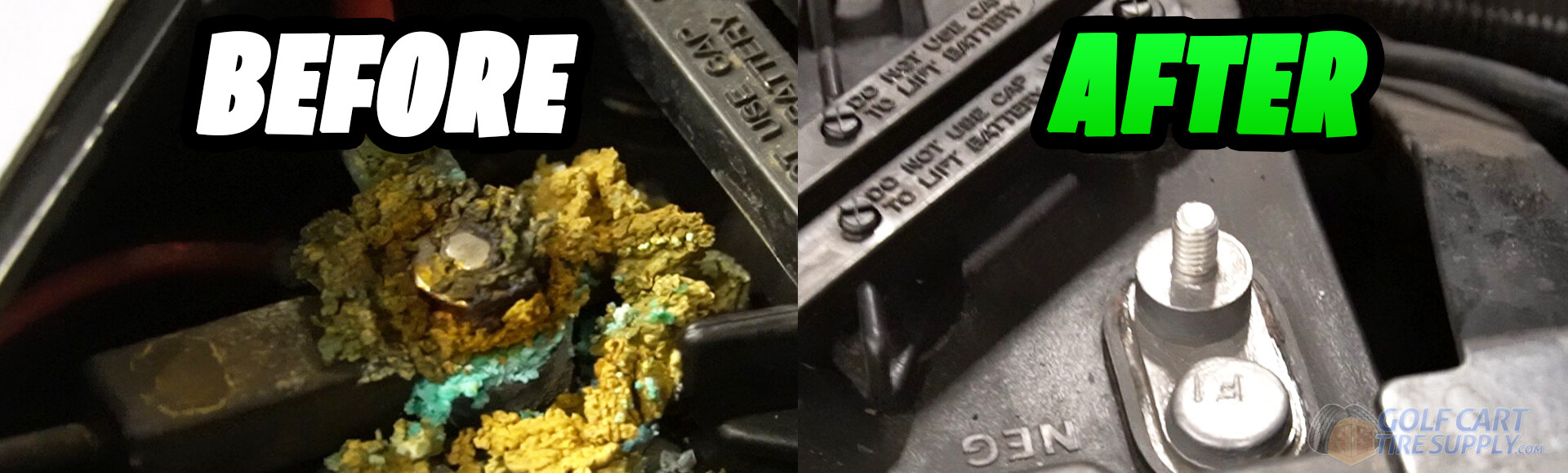 Golf Cart Battery Cleaning Before and After 