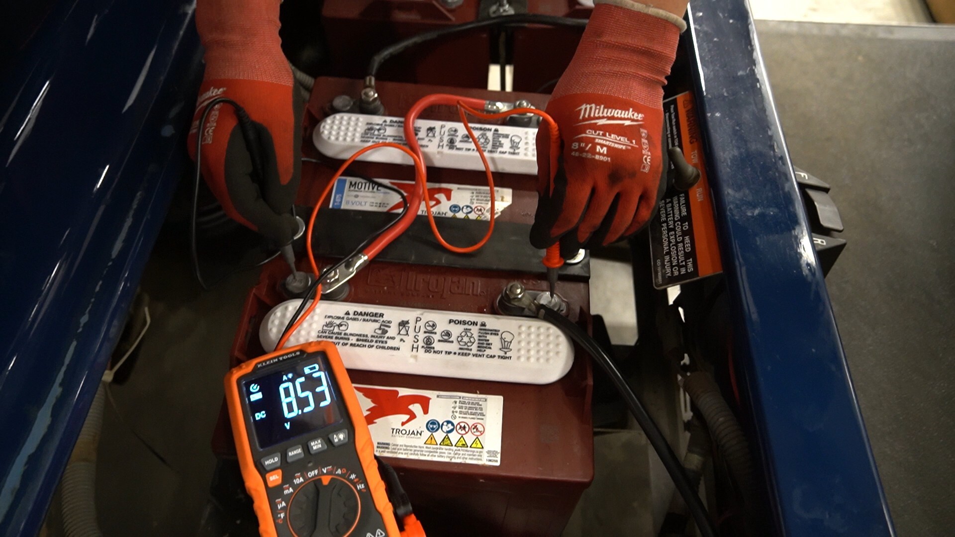 Golf Cart Battery Test Performed with Multimeter