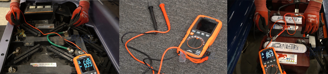 Collage of How to Test Golf Cart Batteries with Multimeter