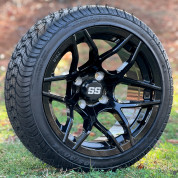 14" RALLY BLACK Aluminum Wheels and 205/30-14 DOT Low Profile Tires Combo - Set of 4