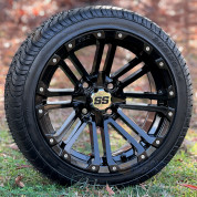 14" HD3 Black Aluminum Wheels and 205/30-14 DOT Low Profile Tires Combo - Set of 4