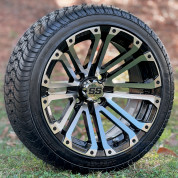 14" HD3 Machined / Black Aluminum Wheels and 205/30-14 DOT Low Profile Tires Combo - Set of 