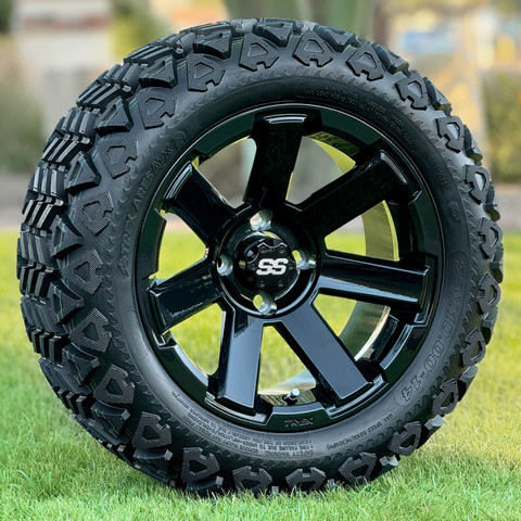 TREX Titan 14" Gloss Black Wheels With 23x10-14 DOT All Terrain Tires – Set Of 4