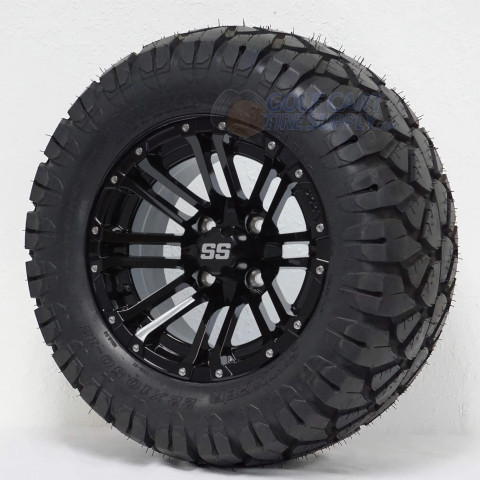 12" HD3 Gloss Black Wheels and 22x10.5-12 STINGER DOT All Terrain Tires