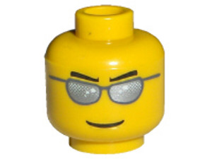 - Lego Minifigure Head with Silver Glasses - Lego Minifigure Head with Silver Glasses