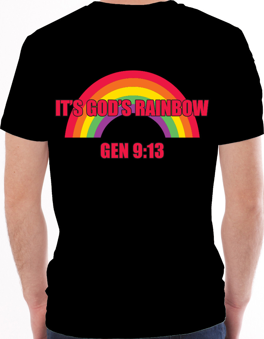 Mens Crew TShirtBack Design It's God's Rainbow