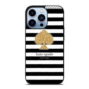 KATE SPADE NEW YORK GOLD LOGO STRIPES PATTERN iPhone 13 Pro Max Case Cover