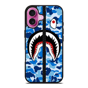 BAPE SHARK CAMO BLUE ZIP iPhone 16 Plus Case Cover BAPE SHARK CAMO BLUE ZIP iPhone 16 Plus Case Cover