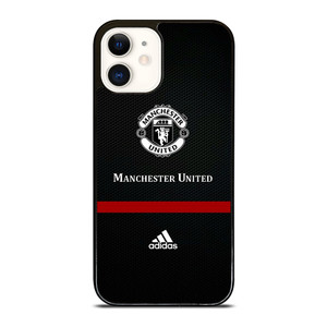 MANCHESTER UNITED FC LOGO FOOTBALL ADIDAS BLACK iPhone 12 Case Cover