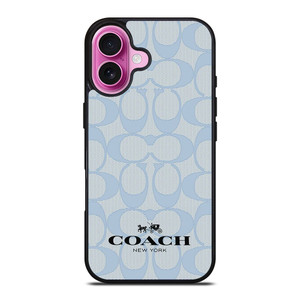 COACH NEW YORK BLUE LOGO PATTERN iPhone 16 Plus Case Cover