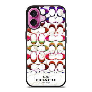 COACH NEW YORK COLORFULL PATTERN MARBLE iPhone 16 Plus Case Cover