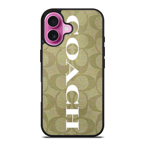 COACH NEW YORK GREEN LOGO PATTERN iPhone 16 Plus Case Cover