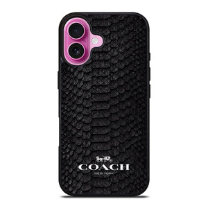 COACH NEW YORK LOGO BLACK SNAKE iPhone 16 Plus Case Cover