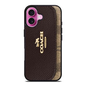 COACH NEW YORK LOGO BROWN WALLET iPhone 16 Plus Case Cover
