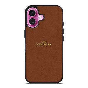 COACH NEW YORK LOGO BROWN iPhone 16 Plus Case Cover