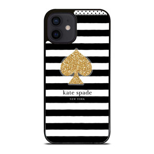 KATE SPADE NEW YORK GOLD LOGO STRIPES PATTERN iPhone 12 Mini Case Cover