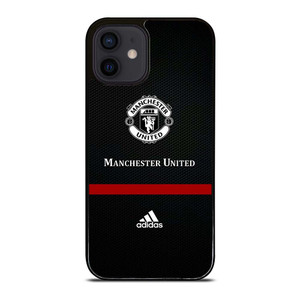 MANCHESTER UNITED FC LOGO FOOTBALL ADIDAS BLACK iPhone 12 Mini Case Cover