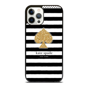 KATE SPADE NEW YORK GOLD LOGO STRIPES PATTERN iPhone 12 Pro Case Cover
