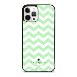 KATE SPADE NEW YORK LOGO GREEN CHEVRON PATTERN iPhone 12 Pro Case Cover