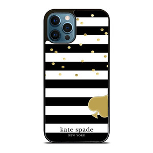 KATE SPADE NEW YORK LOGO GOLDEN POLKADOTS STRIPES PATTERN iPhone 12 Pro Max Case Cover
