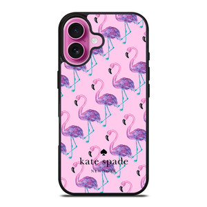 KATE SPADE NEW YORK LOGO FLAMENGOS PATTERN iPhone 16 Plus Case Cover