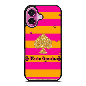 KATE SPADE NEW YORK YELLOW PINK STRIPES ICON iPhone 16 Plus Case Cover KATE SPADE NEW YORK YELLOW PINK STRIPES ICON iPhone 16 Plus Case Cover