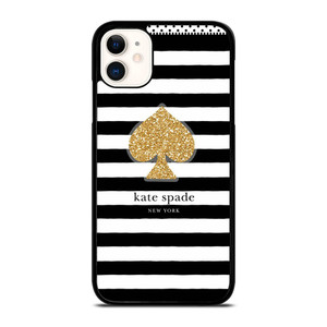 KATE SPADE NEW YORK GOLD LOGO STRIPES PATTERN iPhone 11 Case Cover