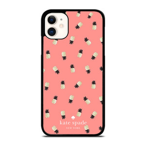 KATE SPADE NEW YORK LOGO PINK PINEAPPLES ICON iPhone 11 Case Cover