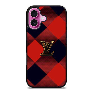 LOUIS VUITTON LV LOGO PATTERN RED iPhone 16 Plus Case Cover LOUIS VUITTON LV LOGO PATTERN RED iPhone 16 Plus Case Cover