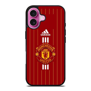 MANCHESTER UNITED FC LOGO FOOTBALL ADIDAS STRIPES iPhone 16 Plus Case Cover MANCHESTER UNITED FC LOGO FOOTBALL ADIDAS STRIPES iPhone 16 Plus Case Cover