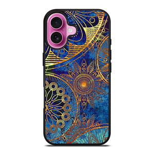 MANDELA BLUE GOLD PATTREN iPhone 16 Plus Case Cover MANDELA BLUE GOLD PATTREN iPhone 16 Plus Case Cover