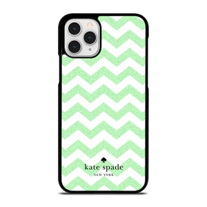KATE SPADE NEW YORK LOGO GREEN CHEVRON PATTERN iPhone 11 Pro Case Cover