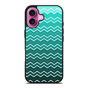 OMBRE TEAL CHEVRON iPhone 16 Plus Case Cover OMBRE TEAL CHEVRON iPhone 16 Plus Case Cover