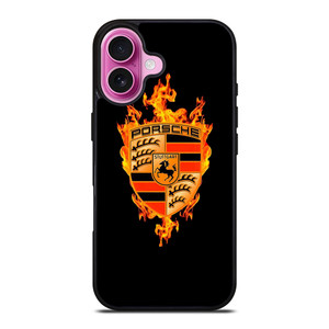 PORSCHE LOGO CAR ON FIRE iPhone 16 Plus Case Cover