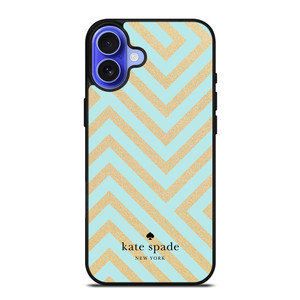 KATE SPADE NEW YORK LOGO GOLDEN GREEN CHEVRON PATTERN iPhone 16 Case Cover KATE SPADE NEW YORK LOGO GOLDEN GREEN CHEVRON PATTERN iPhone 16 Case Cover