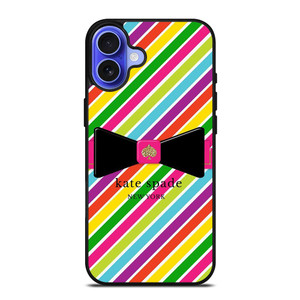 KATE SPADE NEW YORK LOGO STRIPE RIBBON ICON iPhone 16 Case Cover KATE SPADE NEW YORK LOGO STRIPE RIBBON ICON iPhone 16 Case Cover