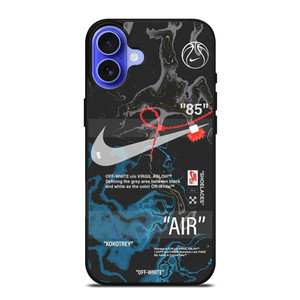 NIKE AIR JORDAN OFF WHITE BLACK MARBLE iPhone 16 Case Cover NIKE AIR JORDAN OFF WHITE BLACK MARBLE iPhone 16 Case Cover