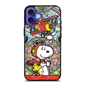SNOOPY THE PEANUTS GLASS ART iPhone 16 Case Cover