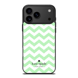KATE SPADE NEW YORK LOGO GREEN CHEVRON PATTERN iPhone 17 Pro Max Case Cover KATE SPADE NEW YORK LOGO GREEN CHEVRON PATTERN iPhone 17 Pro Max Case Cover