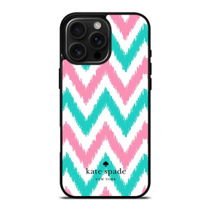 KATE SPADE NEW YORK LOGO GREEN PINK CHEVRON PATTERN iPhone 16 Pro Max Case Cover KATE SPADE NEW YORK LOGO GREEN PINK CHEVRON PATTERN iPhone 16 Pro Max Case Cover