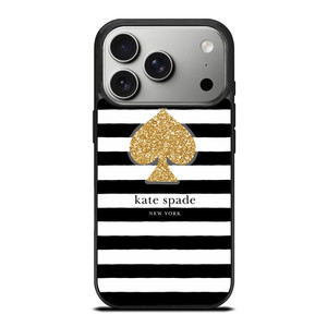 KATE SPADE NEW YORK GOLD LOGO STRIPES PATTERN iPhone 17 Pro Case Cover KATE SPADE NEW YORK GOLD LOGO STRIPES PATTERN iPhone 17 Pro Case Cover