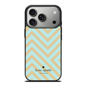KATE SPADE NEW YORK LOGO GOLDEN GREEN CHEVRON PATTERN iPhone 17 Pro Case Cover